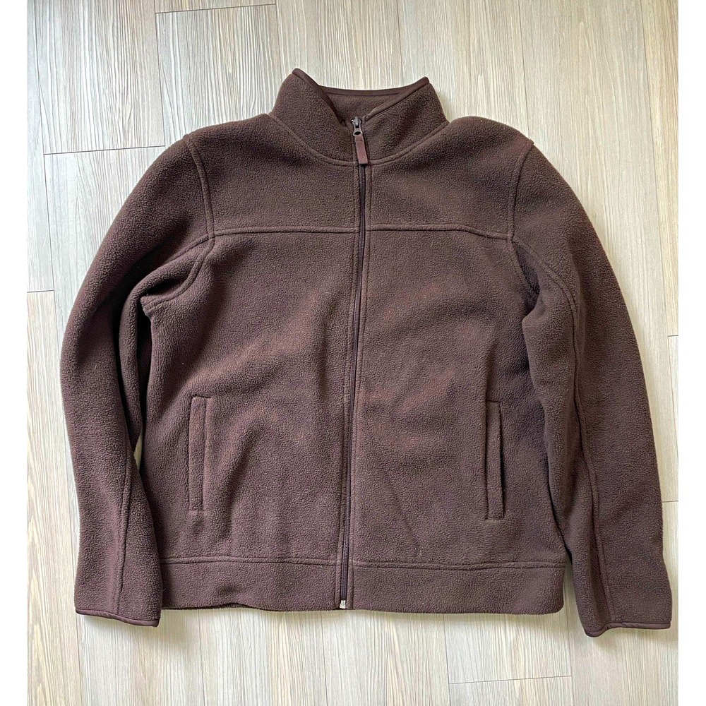 Merona Women's Brown Full Zip Fleece Jacket Long Sleeve Size XL Ski Lodge